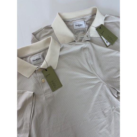 Goodfellow & Co Other - Lot of 2 Goodfellow & Co Mens XL Polo Shirts Beige White Striped Performance NWT